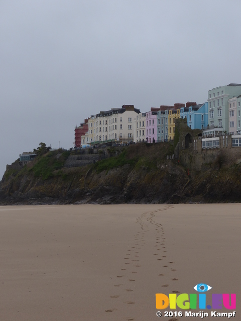 FZ026117 Footprints to colourful houses in Tenby